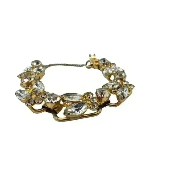 Vintage Bracelet D&E JULIANA big Chunky Rhinestone Gold 7 Link RARE Statement - Picture 7 of 7